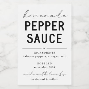 Personalised Homemade Pepper Sauce Label