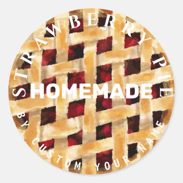 Personalised Homemade Pie Classic Round Sticker (Front)