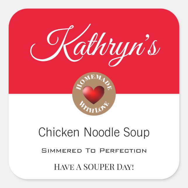 Personalised Homemade Soup Food Label (Front)