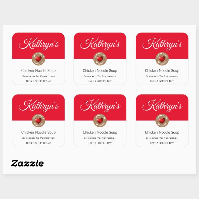 Personalised Homemade Soup Food Label (Sheet)