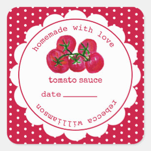Personalised Homemade tomato sauce jar Square Sti Sticker