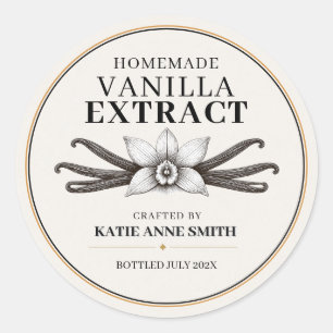 Personalised Homemade Vanilla Extract Bottle Classic Round Sticker