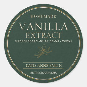 Personalised Homemade Vanilla Extract Luxury Classic Round Sticker