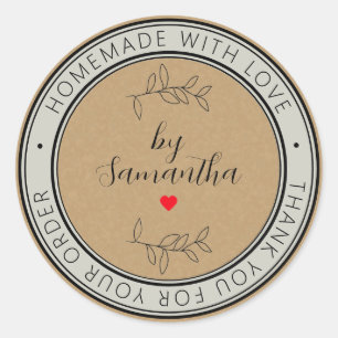 Personalised Homemade with Love Classic Round Sticker