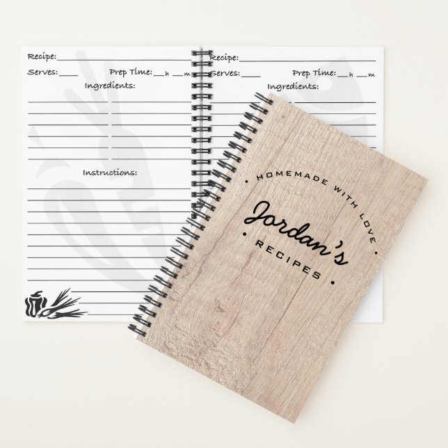 Personalised Homemade with Love Recipe Rustic Note Notebook (Inside)