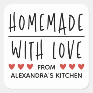 Personalised Homemade With Love Square Sticker