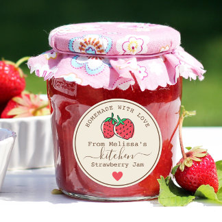 Personalised Homemade With Love Strawberry Jam Classic Round Sticker
