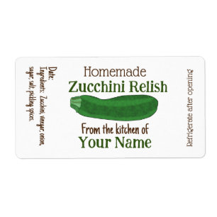 Personalised Homemade Zucchini Relish or Pickles