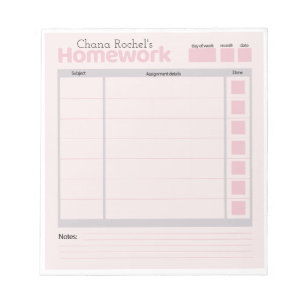 personalised homework pad
