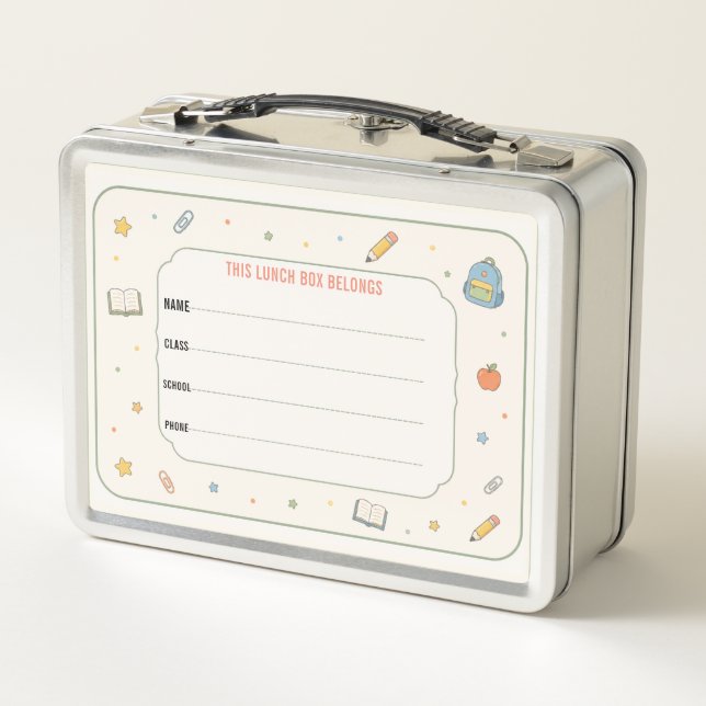 Personalised Homework & Student Organisation Kit Metal Lunch Box (Back)