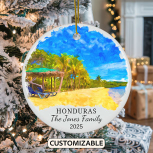 Personalised Honduras Ornament, Central America Ceramic Tree Decoration