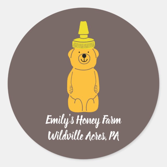 Personalised Honey Bear Bottle Beekeepers Apiaries Classic Round Sticker (Front)