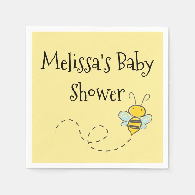 Personalised Honey Bee Baby Shower Napkin (Front)