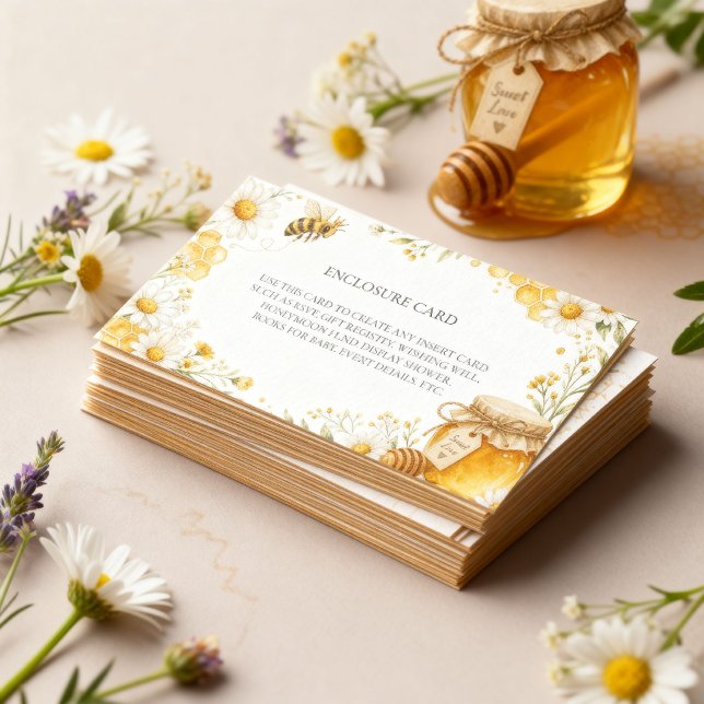 Personalised Honey Bee Floral Details Insert Card (Creator Uploaded)