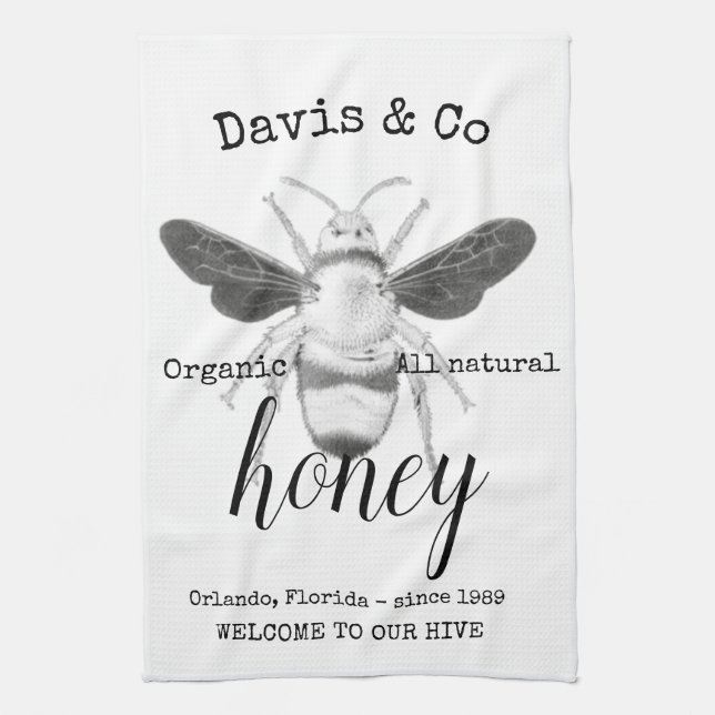Personalised Honey Bee Kitchen Towel (Vertical)