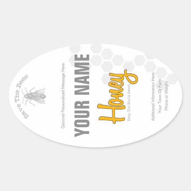 Personalised Honey Bottle Custom Label (Front)