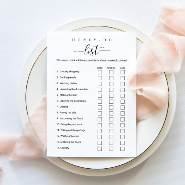 Personalised Honey Do List Bridal Shower Game Invitation (Creator Uploaded)