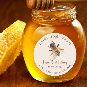 Personalised Honey Jar Bee Apiary Small Business Classic Round Sticker