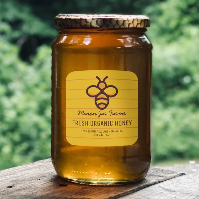 Personalised Honey Jar Labels | Honeycomb Bee (Creator Uploaded)