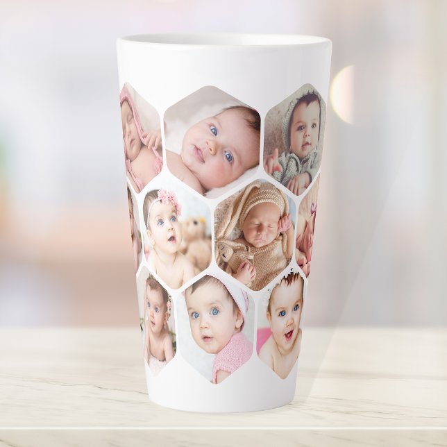 Personalised Honeycomb Children Baby Photos Custom Latte Mug (Customize Your Honeycomb Photo Mug: Cozy and Cute)