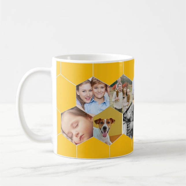 Personalised Honeycomb Family & Pet Photo Mug (Left)