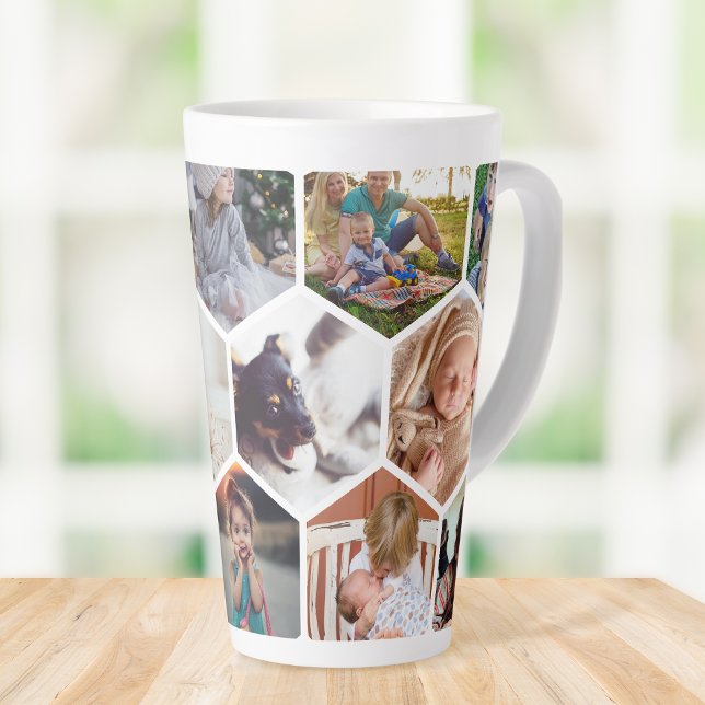 Personalised Honeycomb Family Photos Custom Latte Mug (Honeycomb Family Mug: A Creative Way to Display Your Memories)