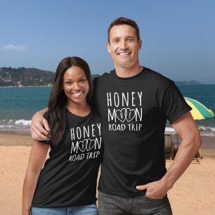 Personalised Honeymoon Road Trip Light on Dark T-Shirt