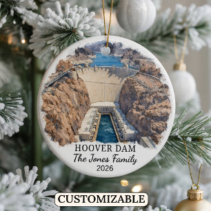 Personalised Hoover Dam Ornament, Custom Arizona Ceramic Tree Decoration
