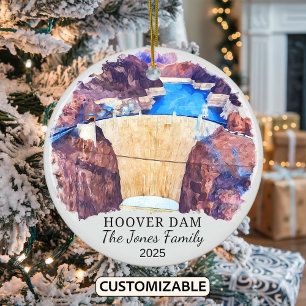 Personalised Hoover Dam Ornament, Nevada Arizona Ceramic Tree Decoration