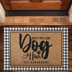 Personalised Hope You Like Dog Hair Buffalo Plaid Doormat