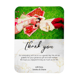 Personalised horizontal photo thank you magnet
