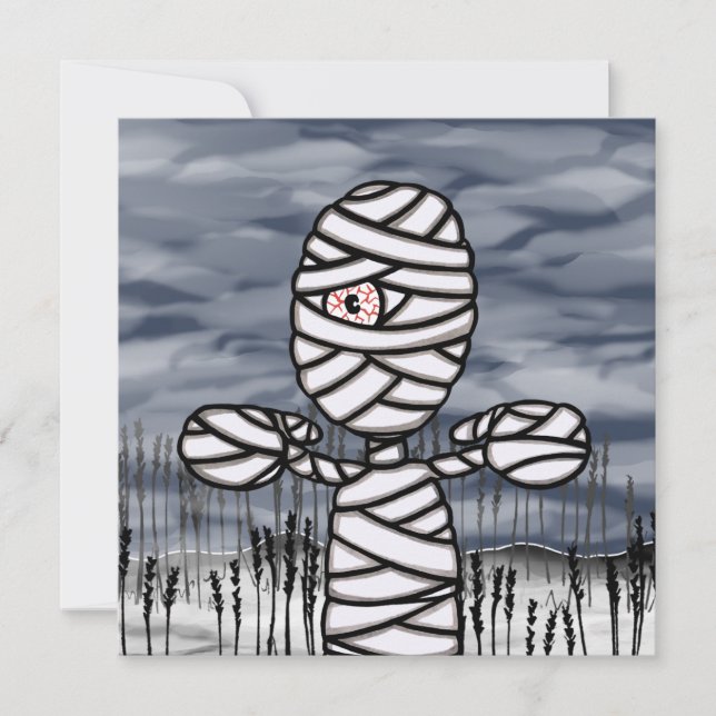 Personalised Horror Creepy Mummy Halloween Party Invitation (Front)