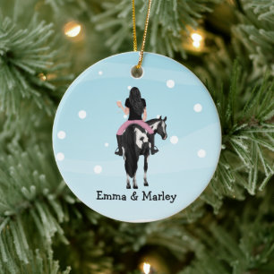 Personalised Horse Christmas, Customisable Horse  Ceramic Tree Decoration