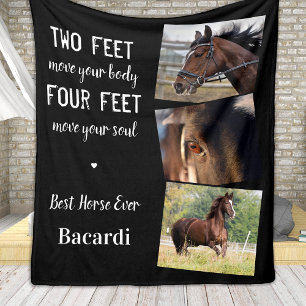 Personalised Horse Equestrian Keepsake 3 Photo Fleece Blanket