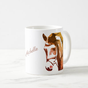 Personalised Horse Head Sketch in Brown Coffee Mug