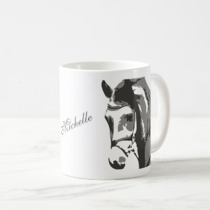 Personalised Horse Head Sketch in Grey Coffee Mug