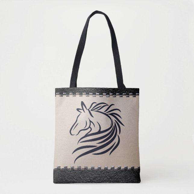 Personalised Horse & Horseshoe Double-sided Tote Bag (Front)