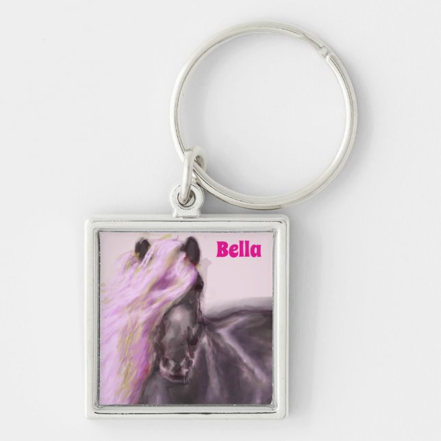 Personalised Horse In Lilac Shades  Key Ring (Front)