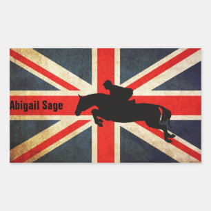 Personalised Horse Jumper Union Jack Flag Stickers