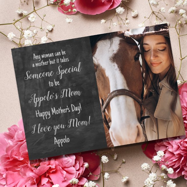 Personalised Horse Mum Photo Mother's Day Card (Mother's Day Horse Mom Card, it takes someone special to be your mom)