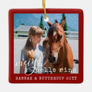 Personalised Horse Photo Cute Neigh Bells Ring  Ce Ceramic Ornament