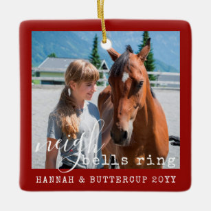 Personalised Horse Photo Cute Neigh Bells Ring  Ce Ceramic Ornament