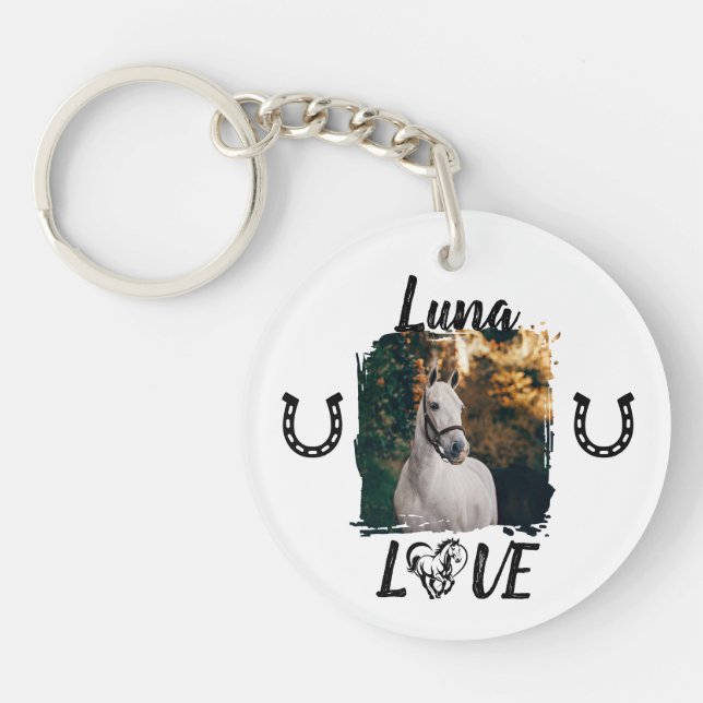 Personalised Horse Photo Equestrian Key Ring (Front)
