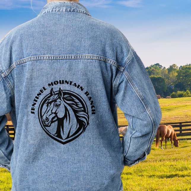 Personalised Horse Ranch Farm Name Logo Denim Jacket (Creator Uploaded)