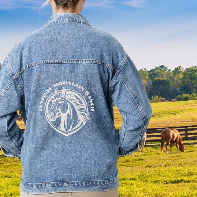 Personalised Horse Ranch Farm Name Logo Denim Jacket (Creator Uploaded)