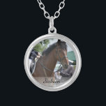 Personalised Horse Riding Equestrian Photo & Name Silver Plated Necklace<br><div class="desc">Your horse rider will love this beautiful necklace featuring a custom photo and name (or other text).  Makes a special keepsake memory for all the hard work a dedication - awesome for riding instructor's too!</div>