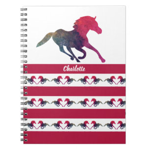 Personalised Horse silhouette cute school girl Notebook