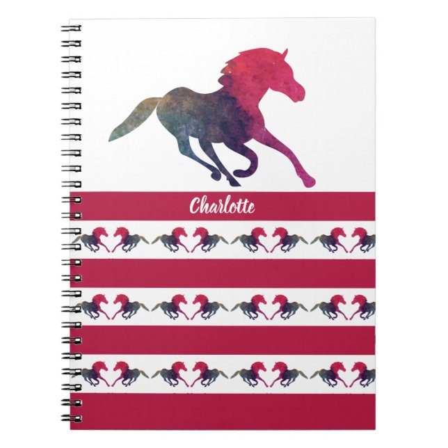 Personalised Horse silhouette cute school girl Notebook (Front)