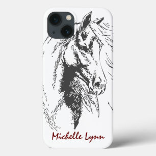 Personalised Horse Sketch iPhone 13 Case