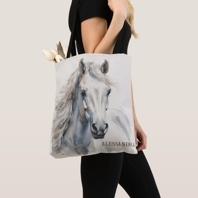 Personalised Horse Tote Bag Custom Name Equestrian (Close Up)